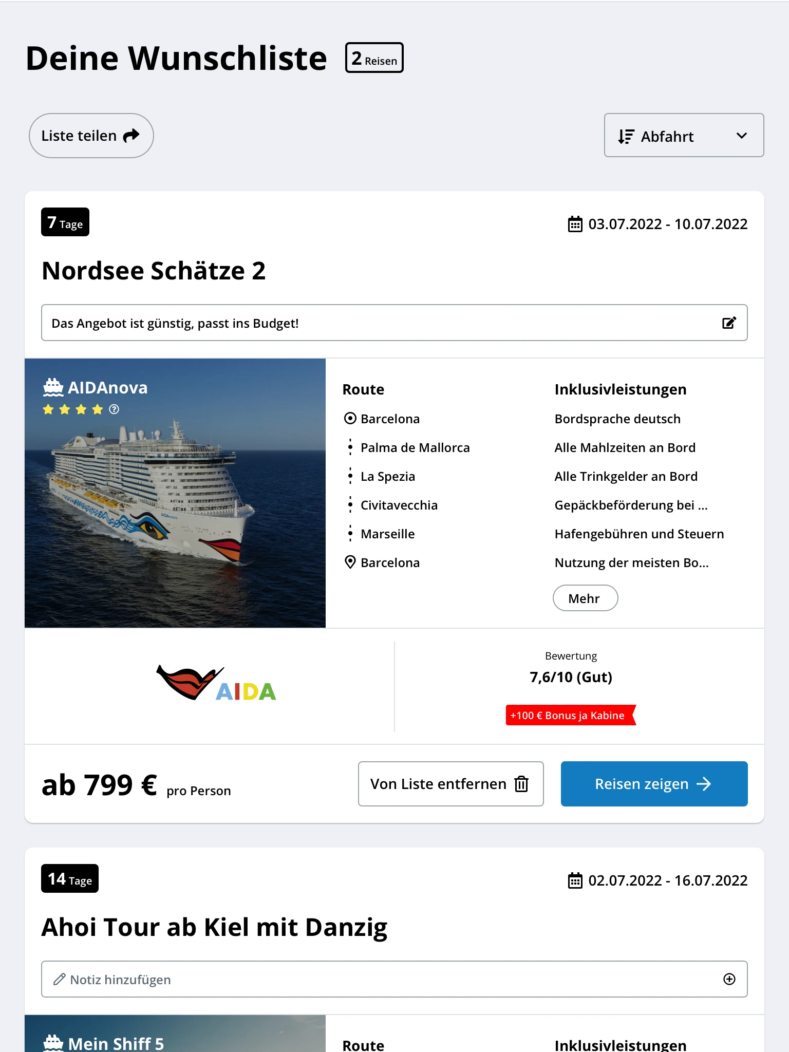Wishlist page, active — tablet.